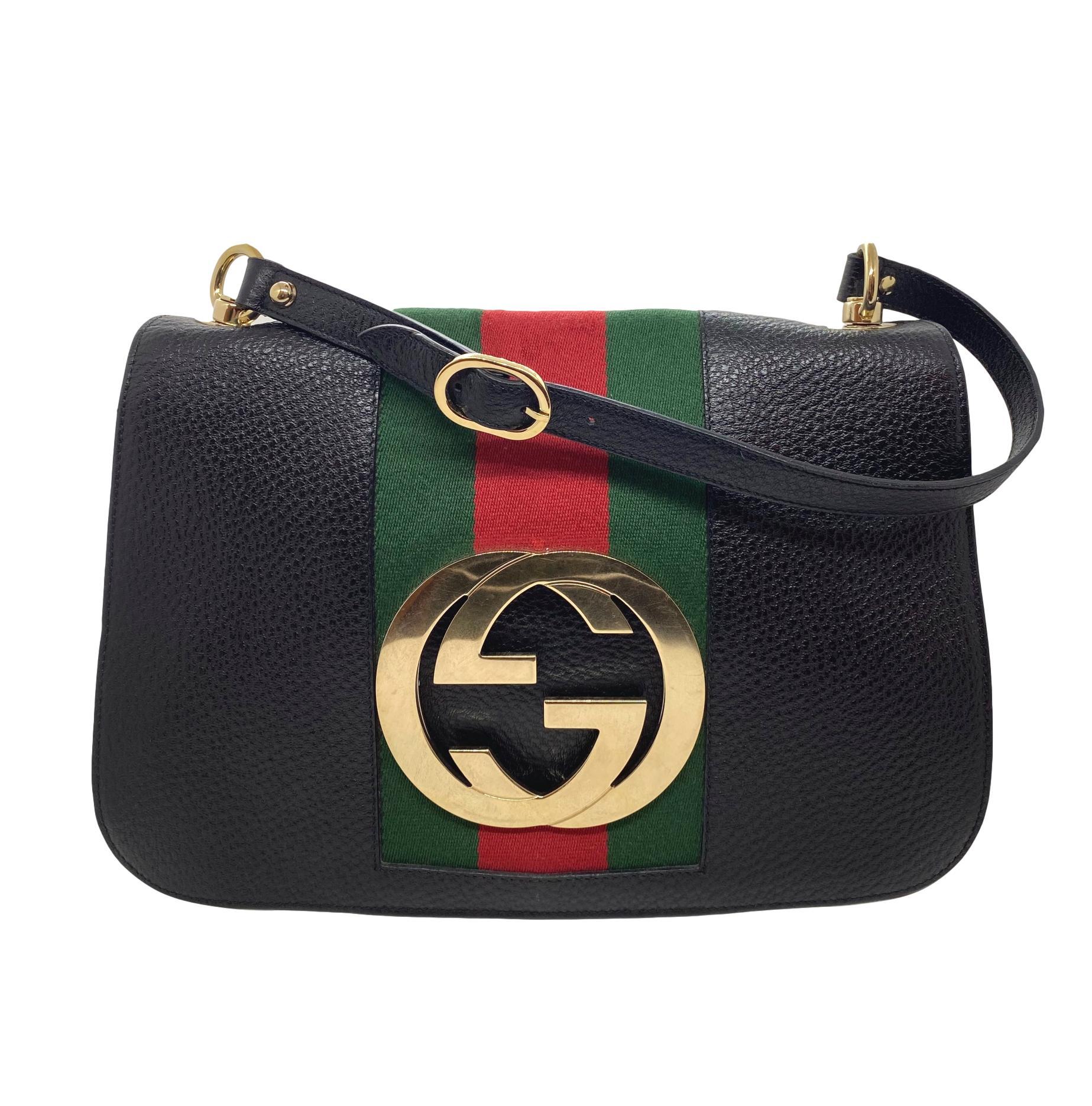 Gucci Web Pebbled Calfskin Blondie Shoulder Flap Bag by Tom Ford. This classic Gucci 