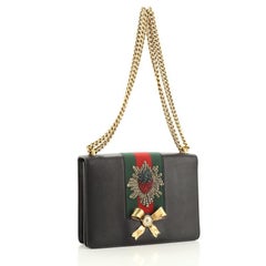 Gucci Web Peony Chain Shoulder Bag Embellished Leather Medium