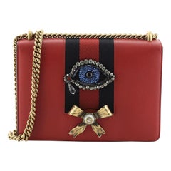 Gucci Web Peony Chain Shoulder Bag Embellished Leather Medium