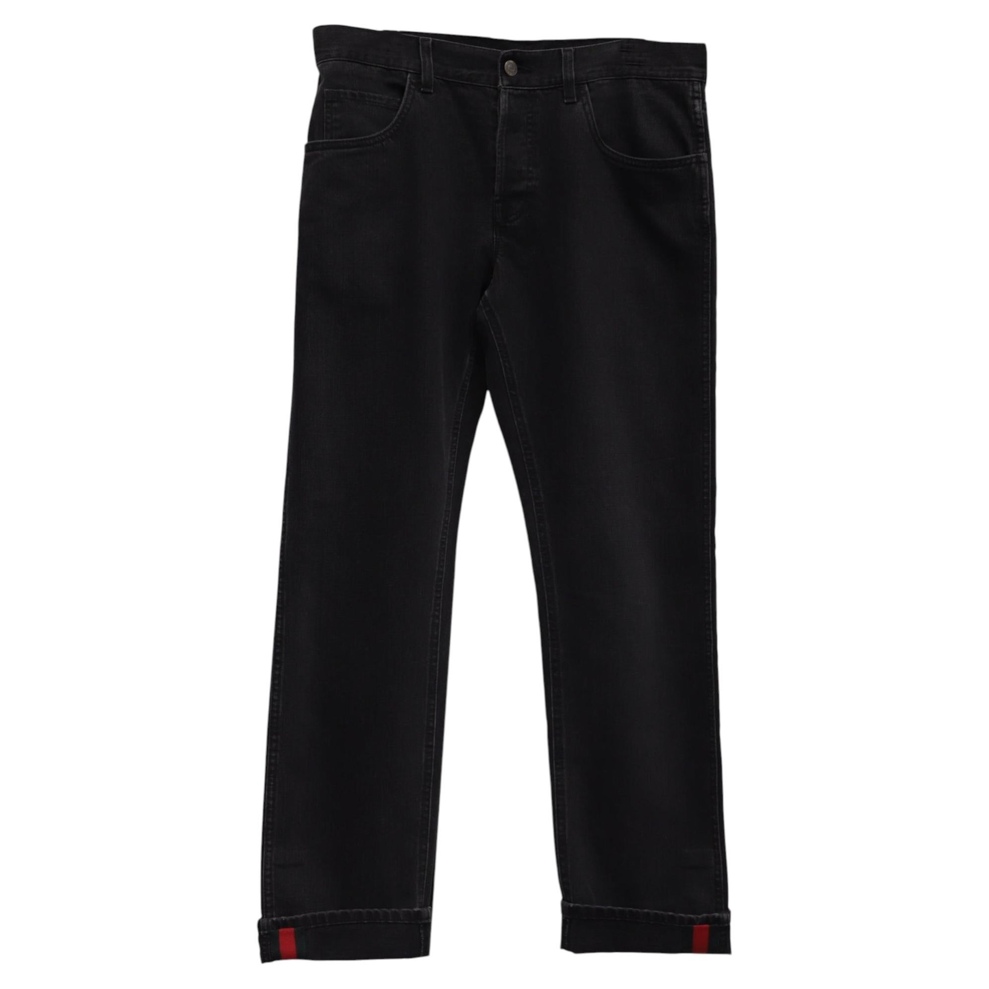 Vaqueros Gucci Web de corte regular en algodón negro