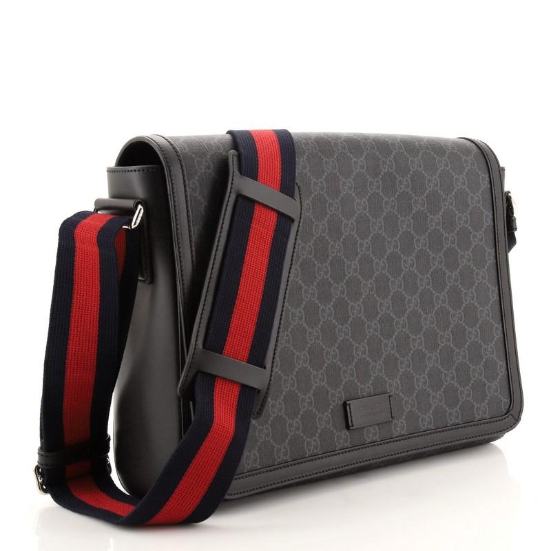 Gucci Web Strap Flap Messenger Bag GG Coated Canvas Medium