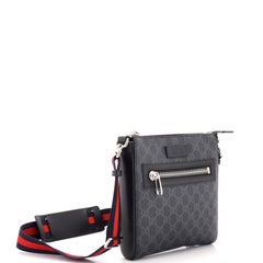 Gucci Web Strap Front Zip Messenger Bag GG Coated Canvas Small