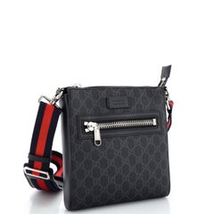Gucci Web Strap Front Zip Messenger Bag GG Coated Canvas Small