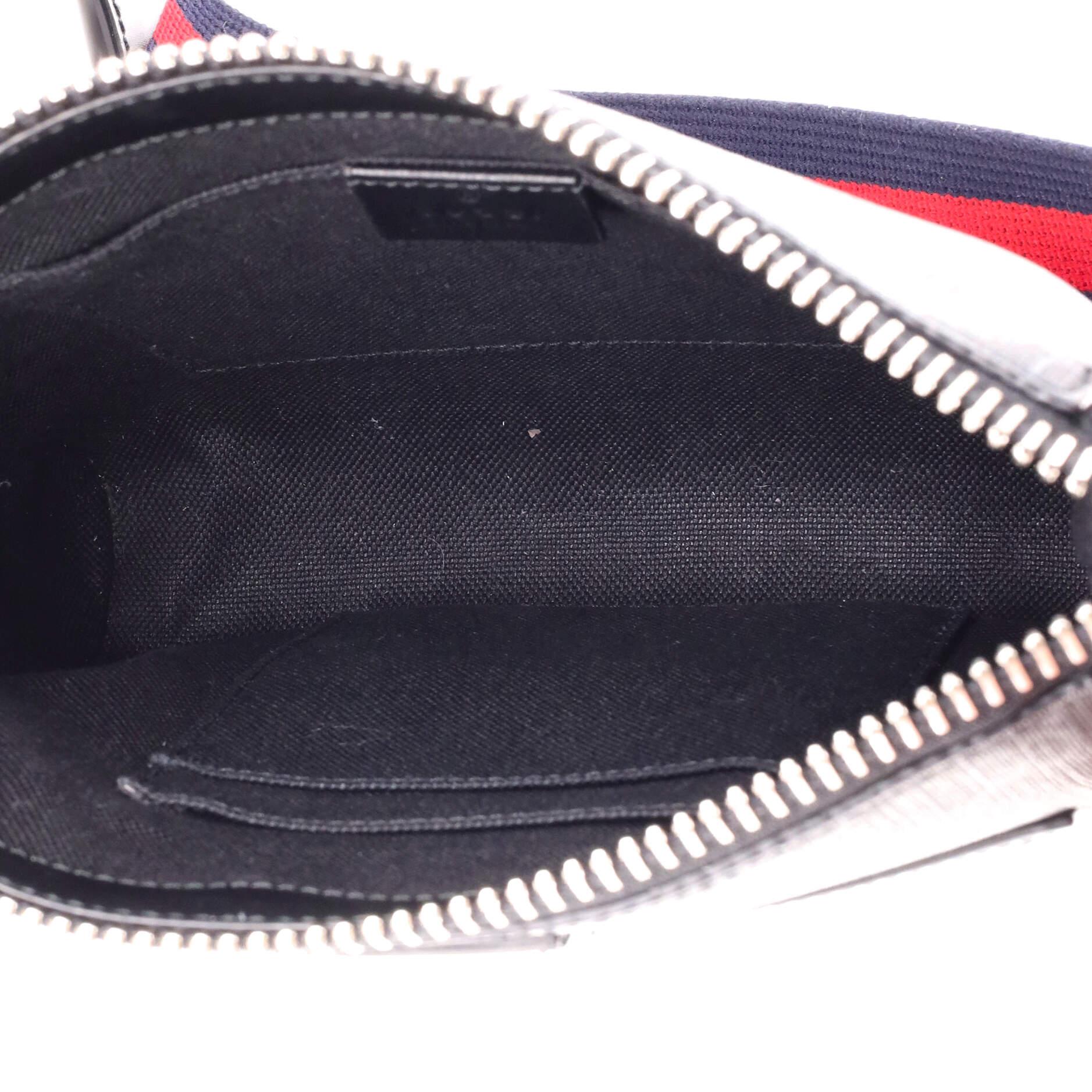 Women's or Men's Gucci Web Strap Front Zip Messenger Bag GG Coated Canvas Small For Sale