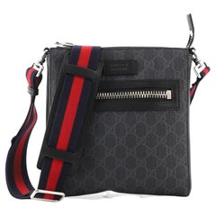 Gucci Web Strap Front Zip Messenger Bag GG Coated Canvas Small