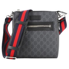 Gucci Web Strap Front Zip Messenger Bag GG Coated Canvas Small
