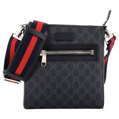 Gucci Web Strap Front Zip Messenger Bag GG beschichtetem Segeltuch klein