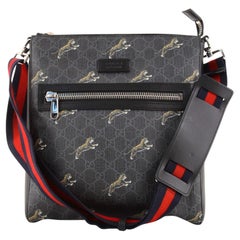 Gucci Web Strap Front Zip Messenger Bag Printed GG Coated Canvas Medium