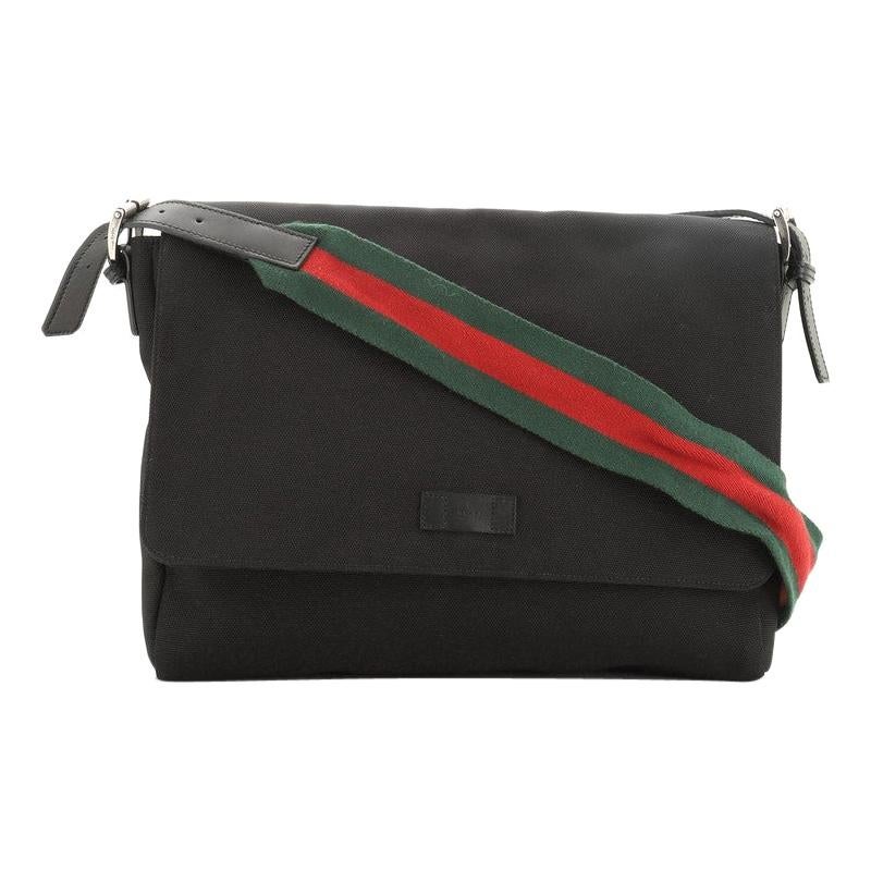 Gucci Web Strap Messenger Bag Techno Canvas Large