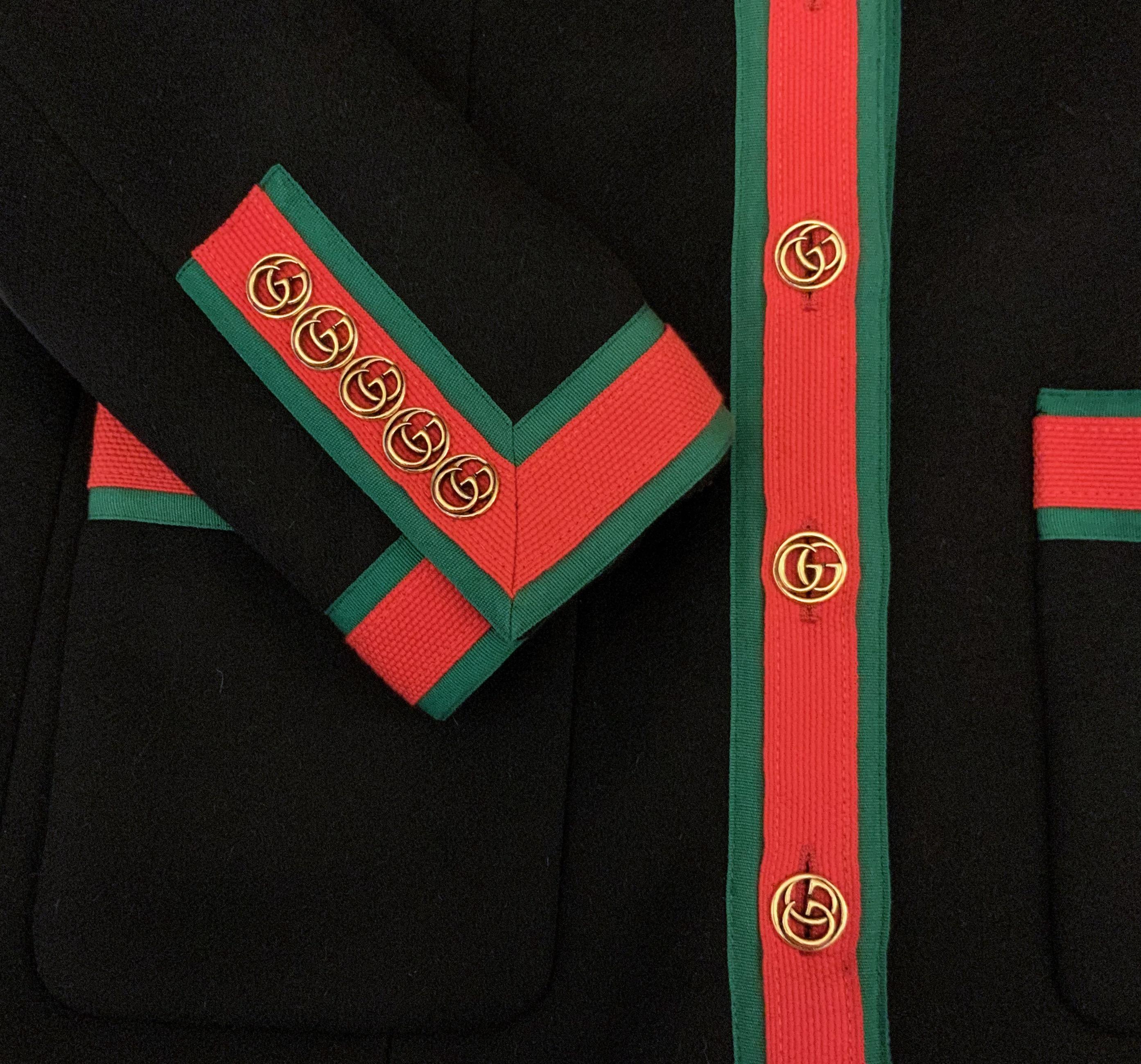 gucci gg stripe wool coat