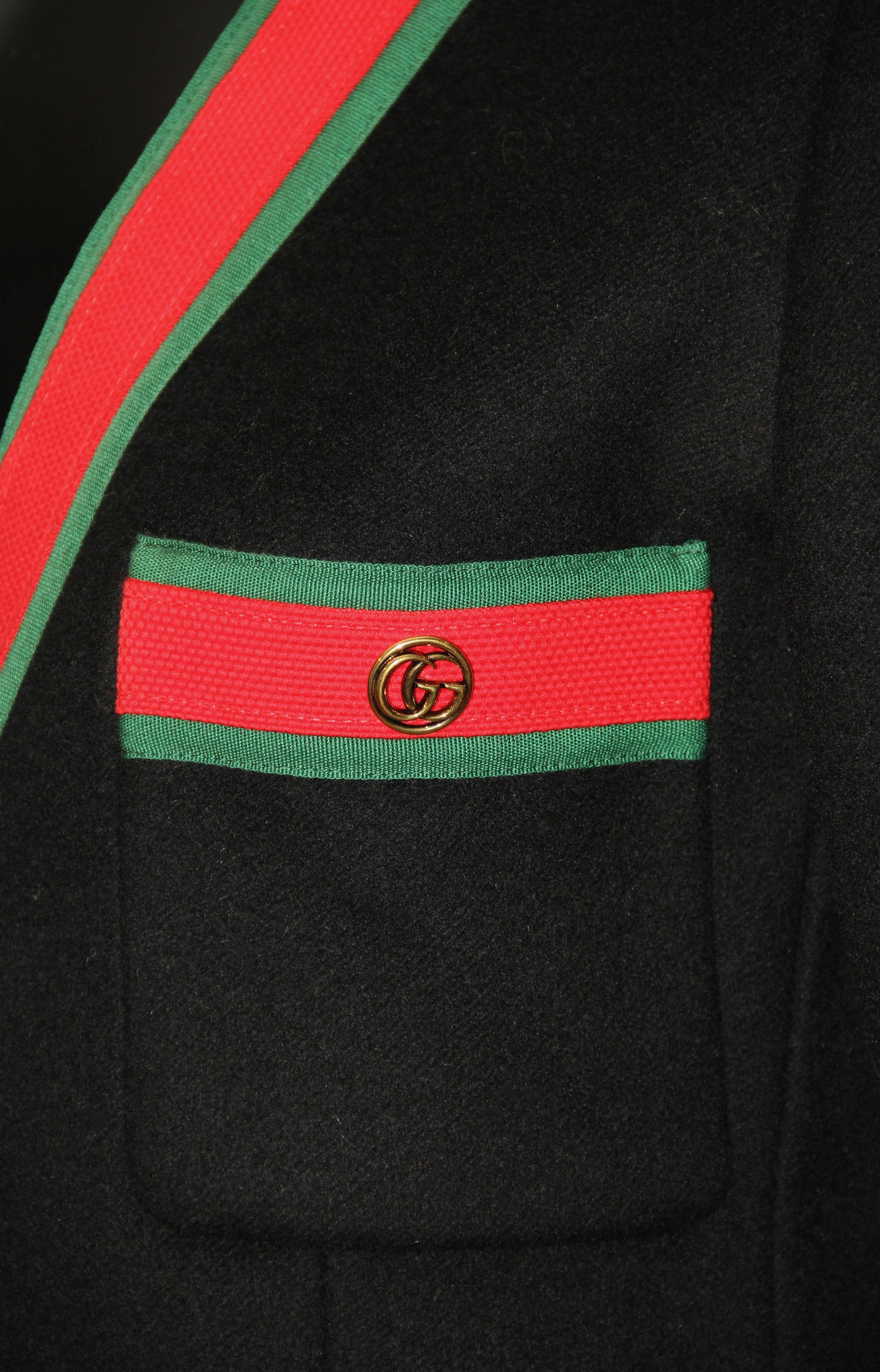 Black Gucci WEB Stripe Wool Jacket