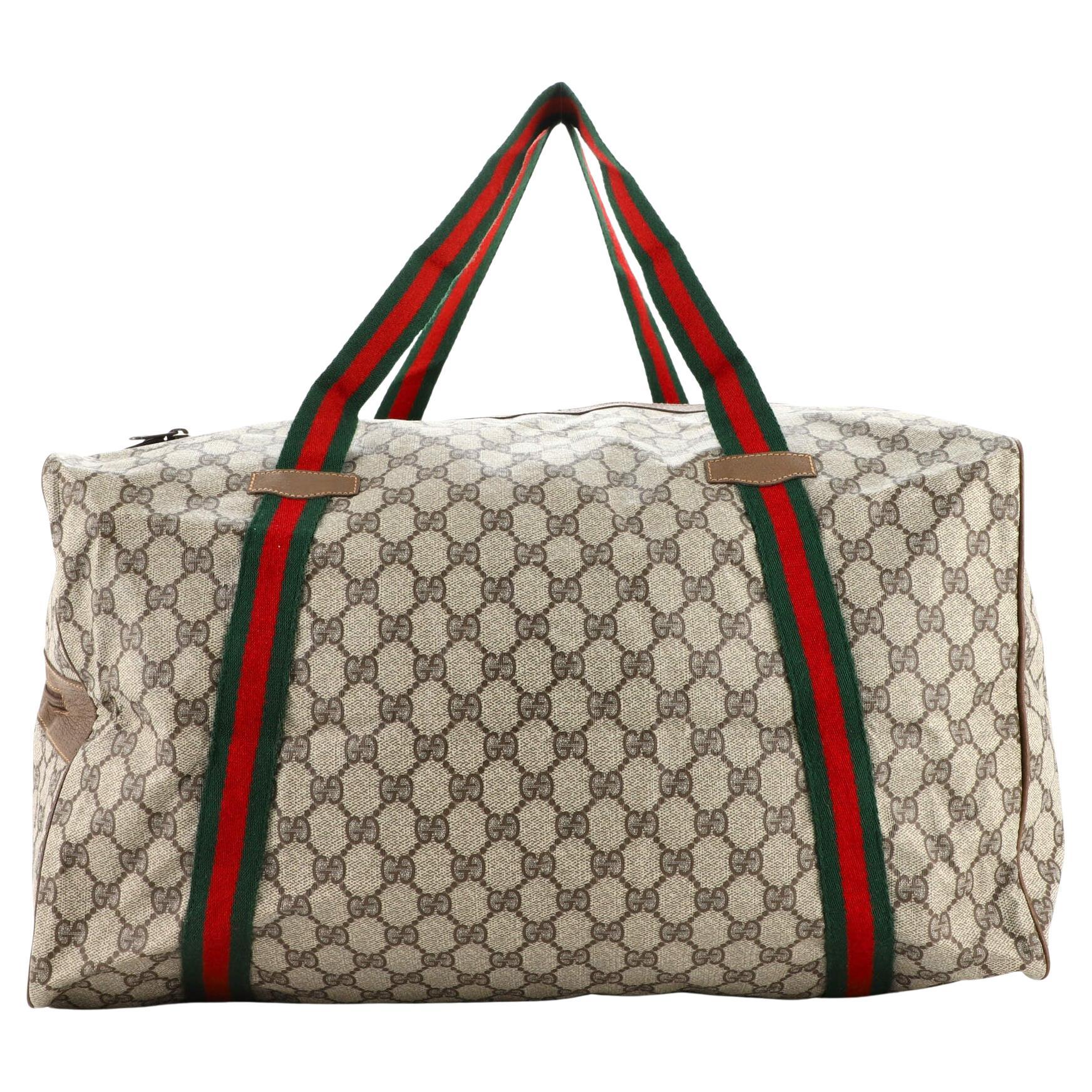 Gucci Web Trim Weekend Duffle Bag GG Coated Canvas Medium