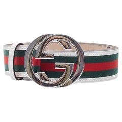 Cinturón Gucci Web Blanco Entrelazado GG (Talla 100/40)