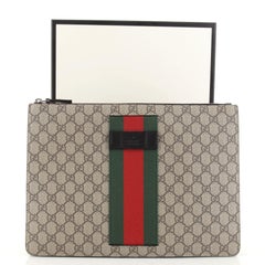 Gucci Web Wristlet Clutch GG Coated Canvas