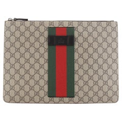 Gucci Web Wristlet Clutch GG Coated Canvas