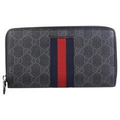 Gucci Web Zip Around Wallet GG Coated Canvas