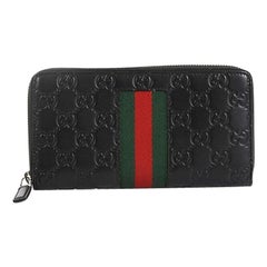 Gucci Web Zip Around Wallet Guccissima Leather