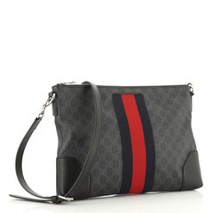 Gucci Web Zip Flat Messenger GG Coated Canvas