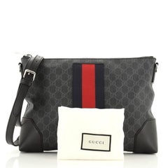 Gucci  Web Zip Flat Messenger GG Coated Canvas