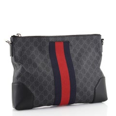 Gucci Web Zip Flat Messenger GG Coated Canvas Medium