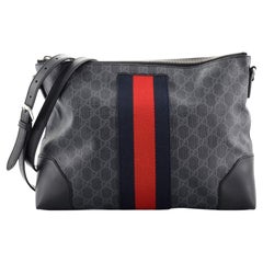 Gucci Web Zip Flat Messenger GG Coated Canvas Medium