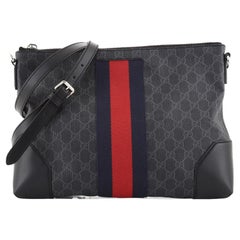 Gucci Web Zip Flat Messenger GG Coated Canvas Medium