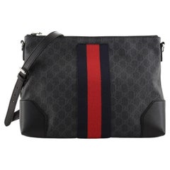 Gucci Web Zip Flat Messenger GG Coated Canvas Medium