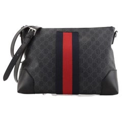 Gucci Web Zip Flat Messenger GG Coated Canvas Medium