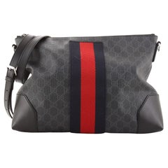 Gucci Web Zip Flat Messenger GG Coated Canvas Medium