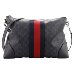 Gucci Web Zip Flat Messenger GG Coated Canvas Medium