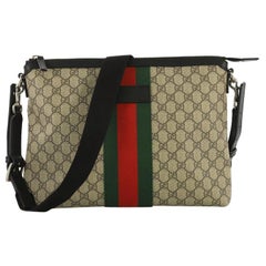 Gucci Web Zip Messenger Bag GG beschichtetem Segeltuch groß