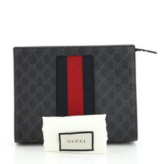 Gucci Web Zip Pouch GG Coated Canvas