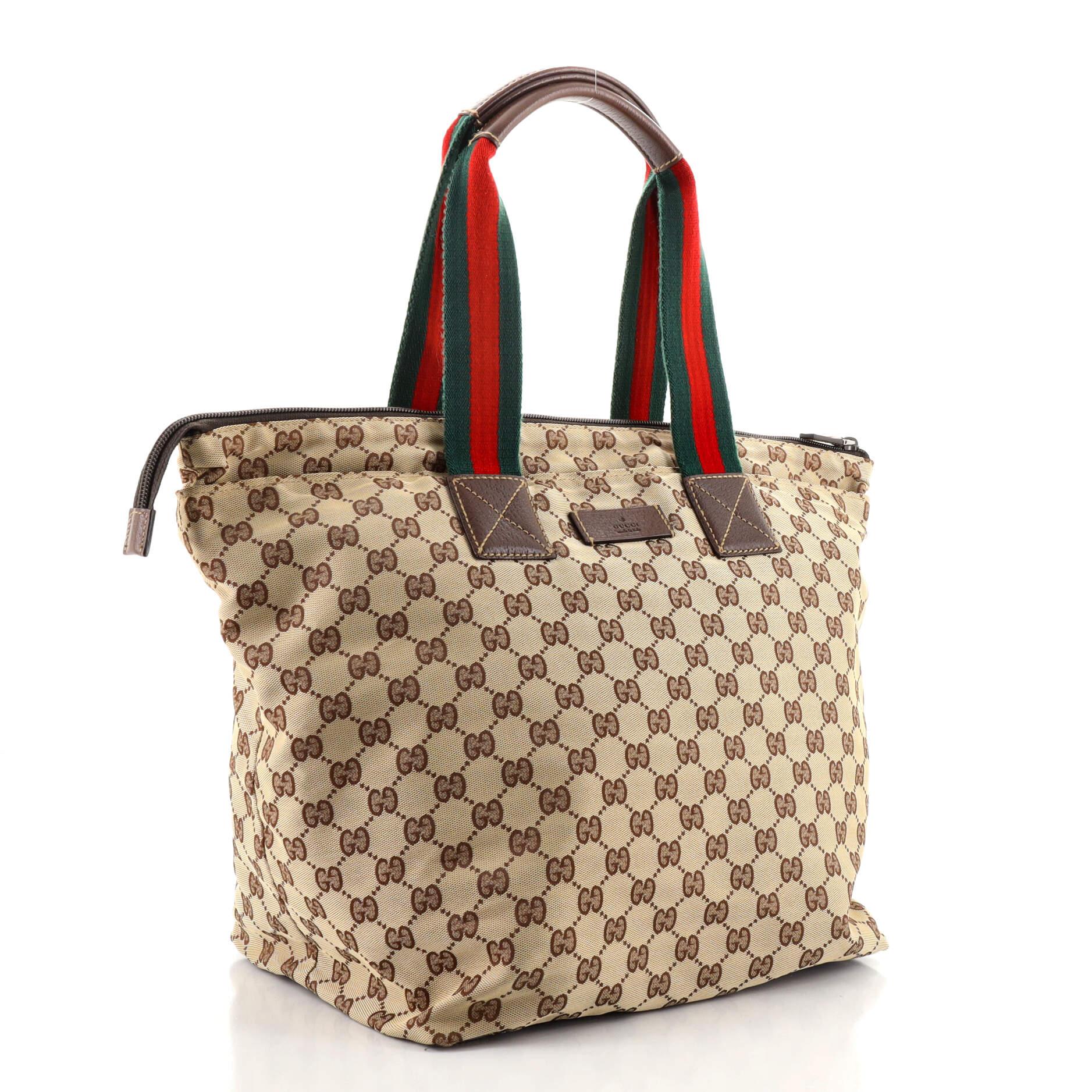 Marron Gucci - Fourre-tout à fermeture éclair Web GG en toile - Large