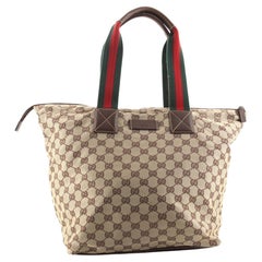 Gucci Web Zip Tote GG Canvas Large