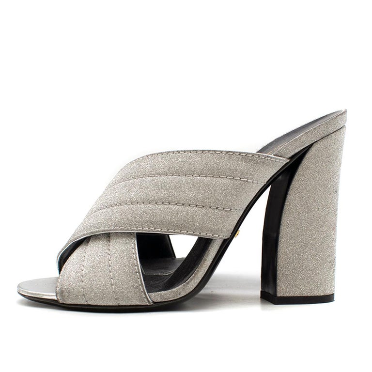 gucci silver mules
