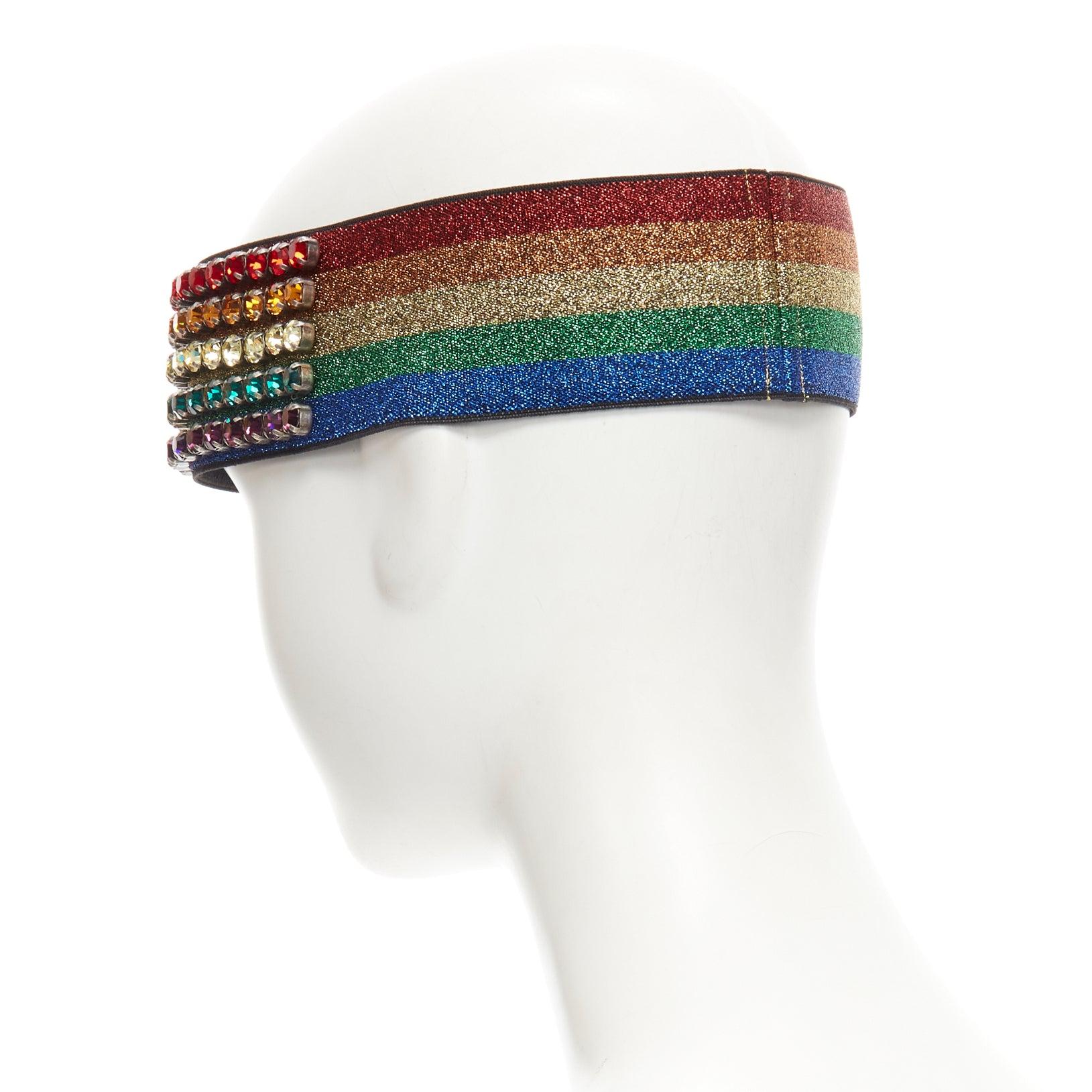 GUCCI Webby rhinestone crystal encrusted Rainbow Web headband 1
