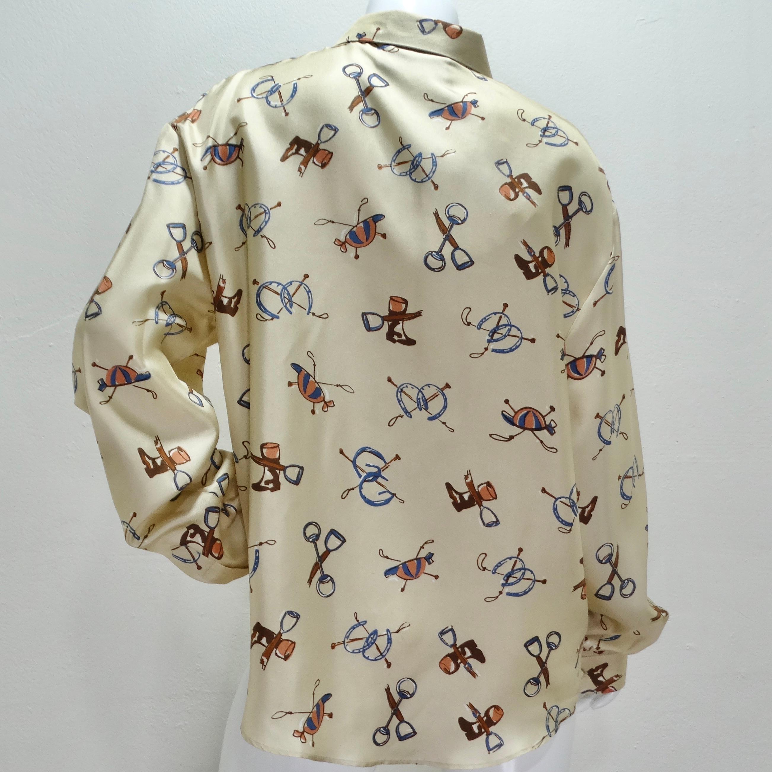 Gucci Western Print Silk Button Up Shirt  For Sale 2
