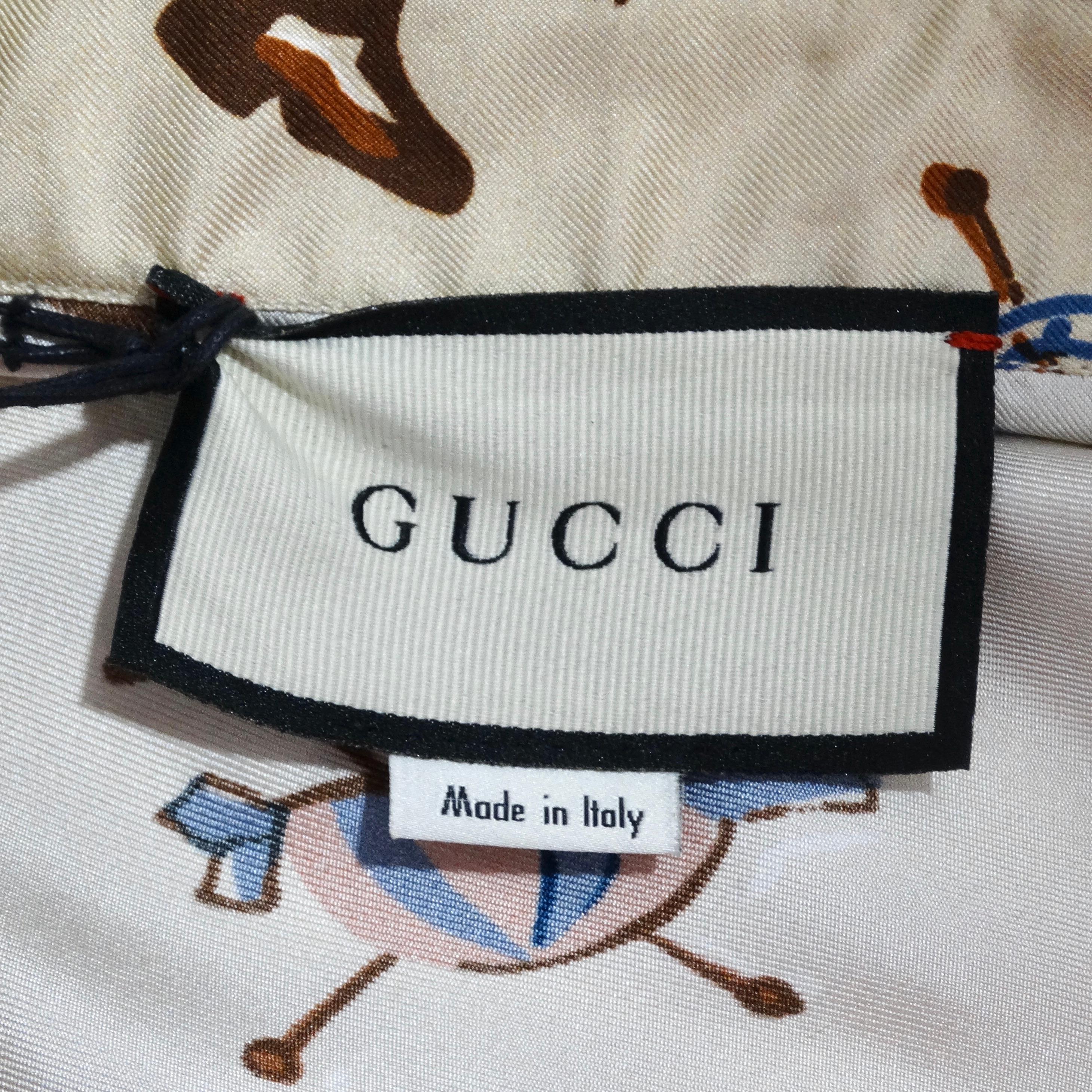 Gucci Western Print Silk Button Up Shirt  For Sale 4