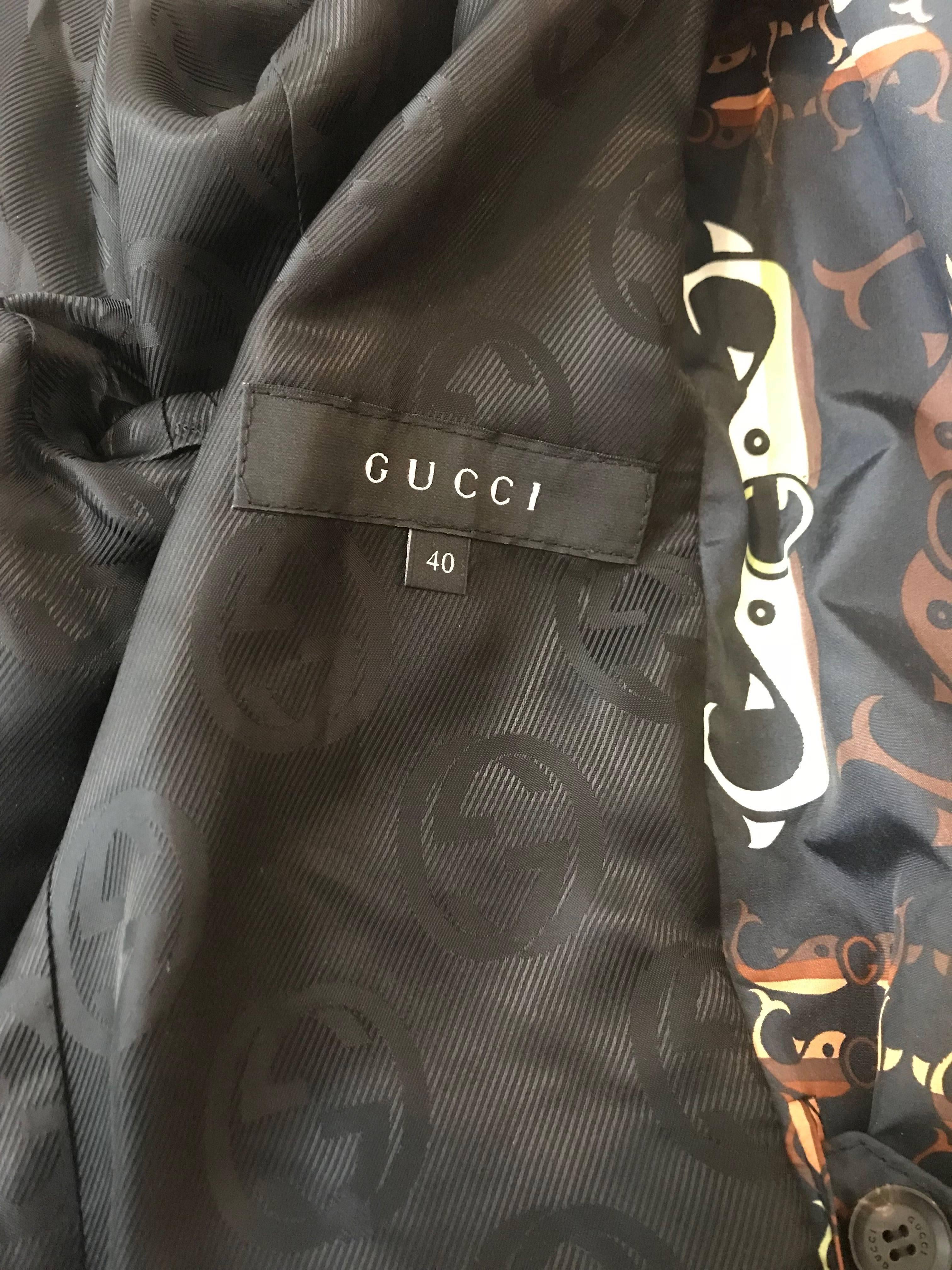 Gucci Whale Logo Print Navy Trench Coat 2