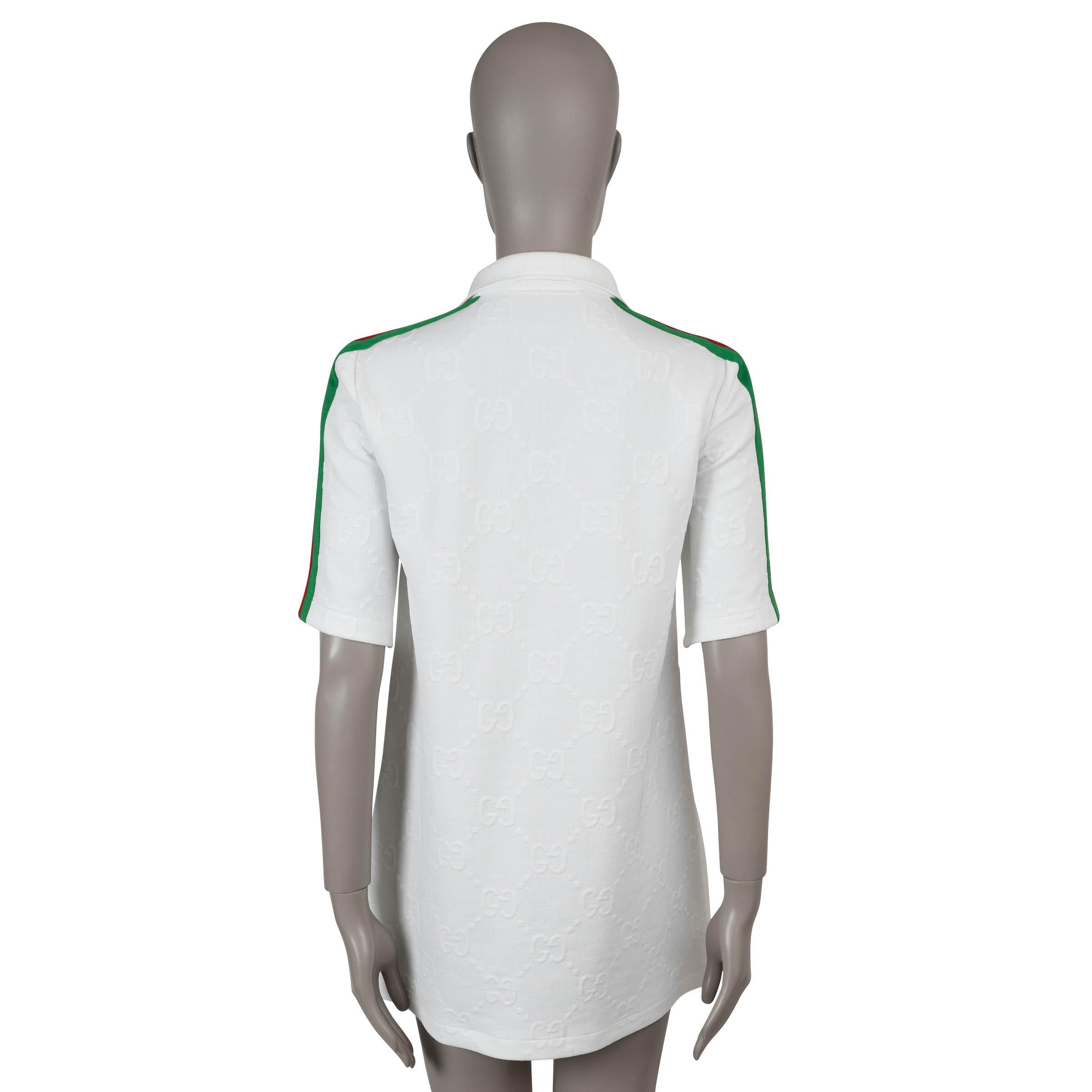 Gris GUCCI blanche 2022 GG JACQUARD JERSEY WEB STRIPE MINI SHIRT Dress XS en vente