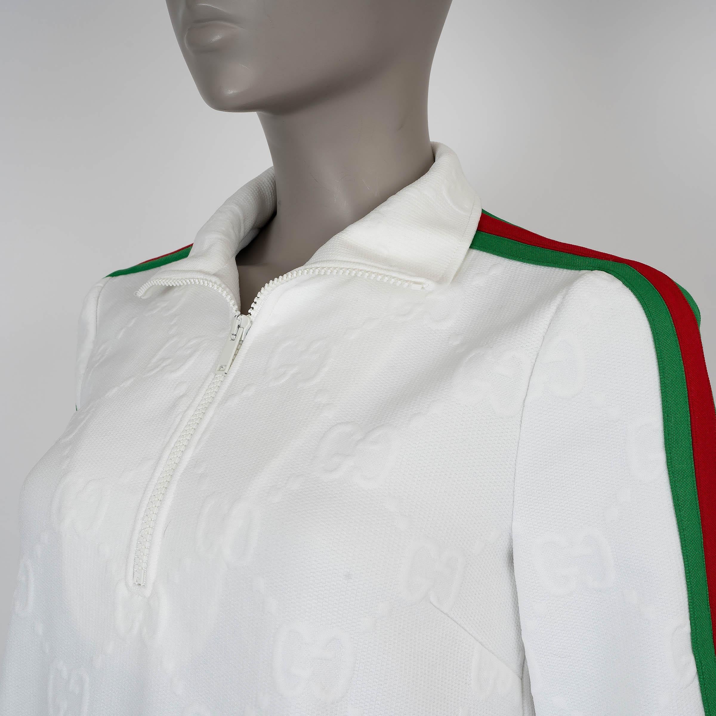GUCCI blanche 2022 GG JACQUARD JERSEY WEB STRIPE MINI SHIRT Dress XS Pour femmes en vente