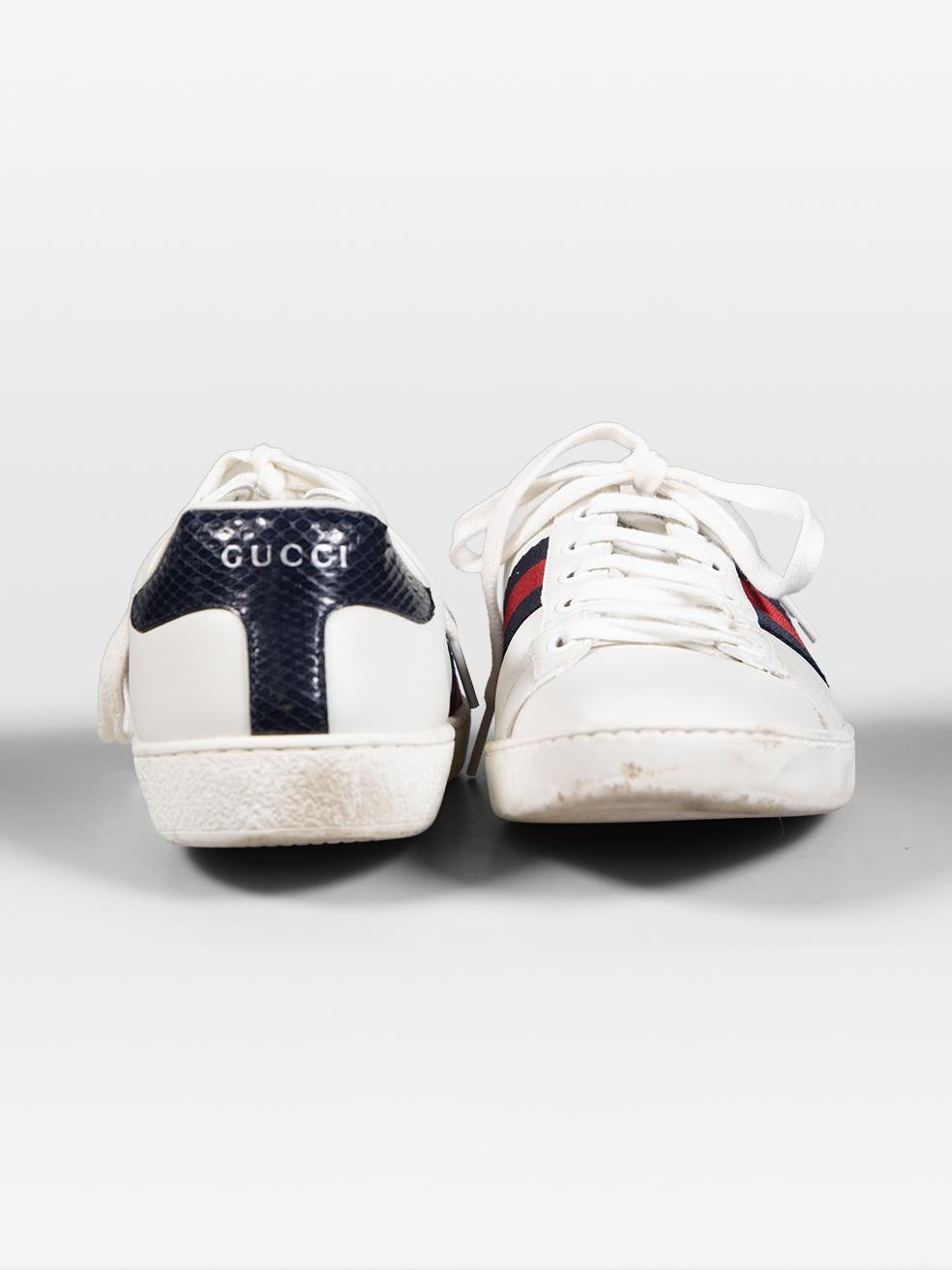 Gray Gucci White Ace Leather Trainers Size IT 38 For Sale