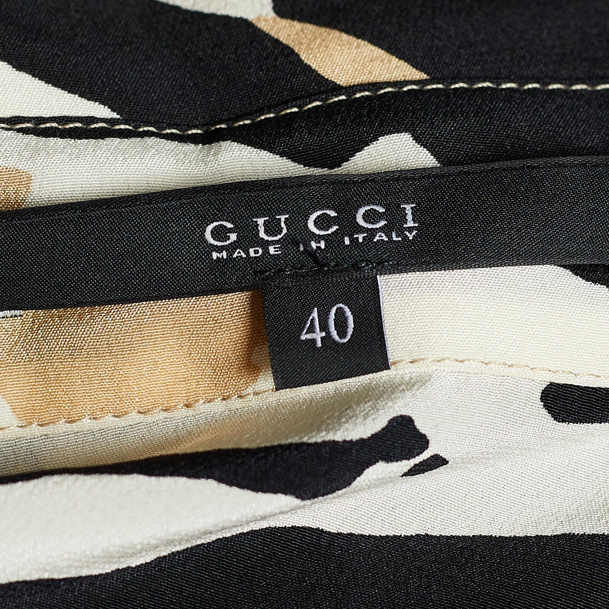 Women's Gucci White and Black Printed Silk Top S