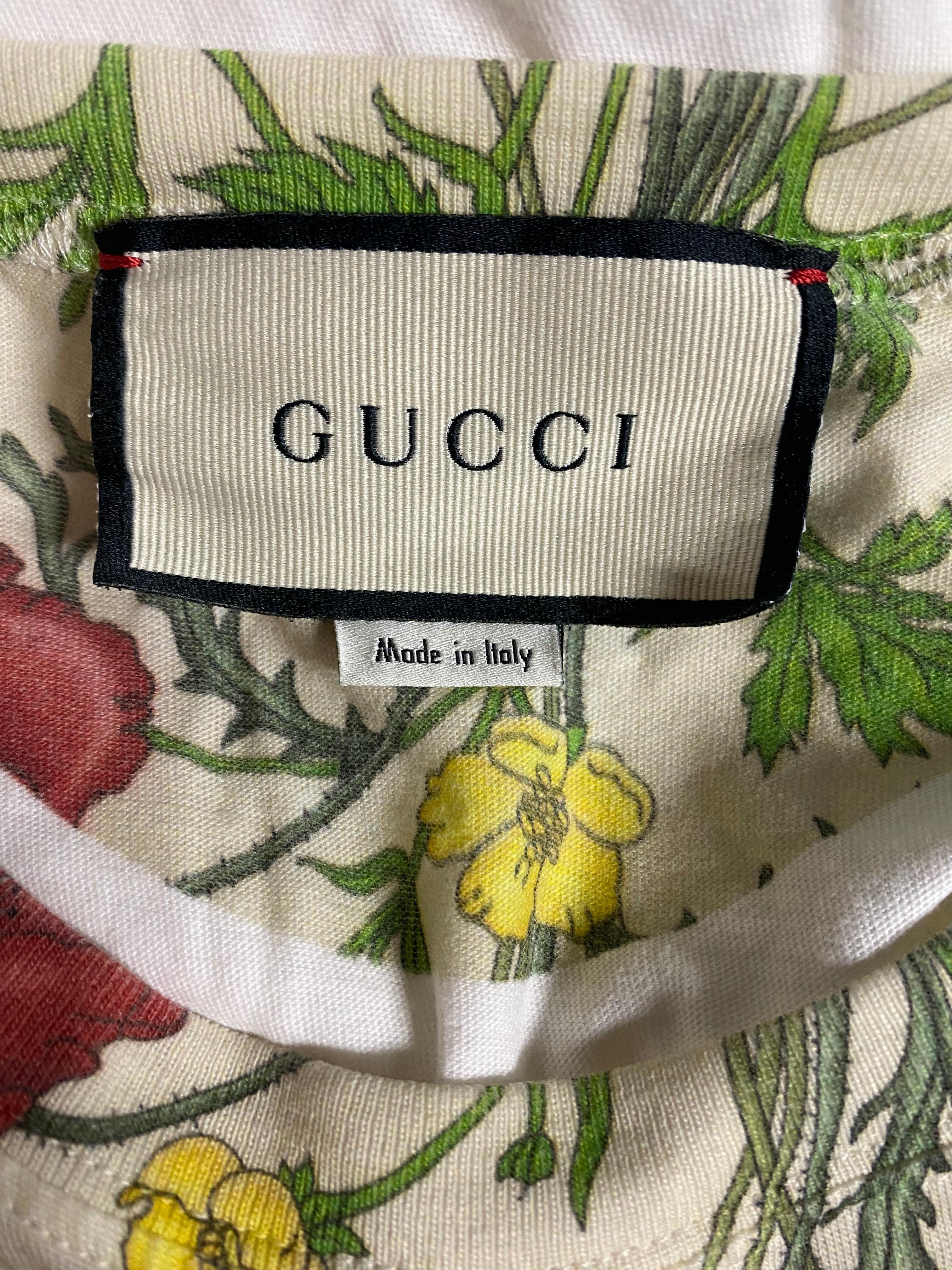 Gucci - Haut t-shirt à fleurs blanches et roses Unisexe en vente