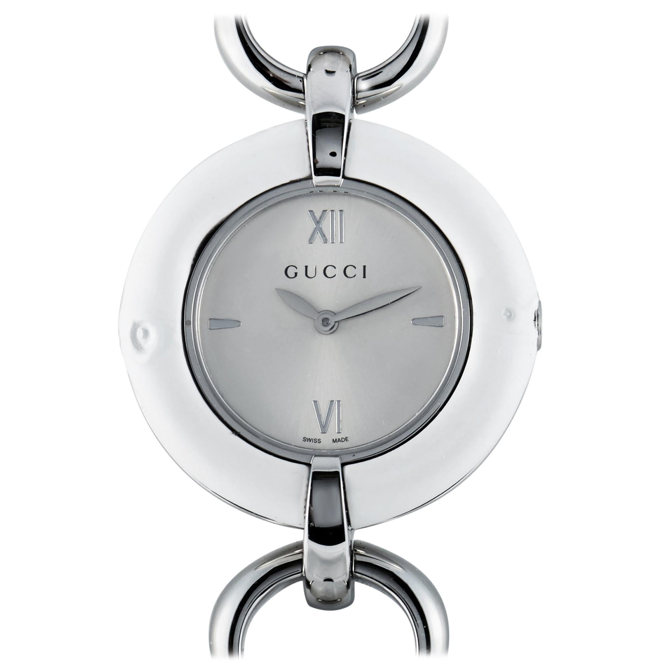 Gucci White Bamboo Stainless Steel Watch YA132406