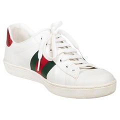 Gucci White Bee Embroidery Ace Trainers Size IT 41.5