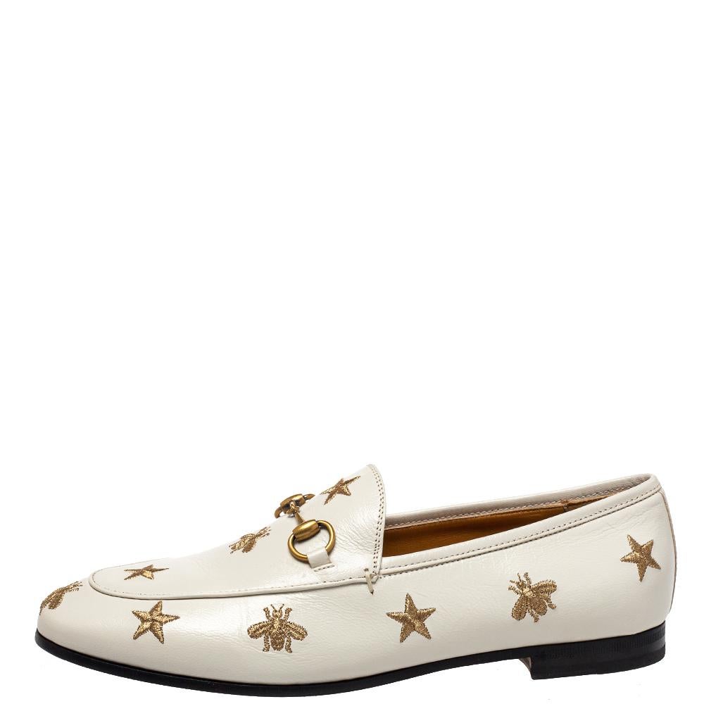 Gucci jordaan star & bee leather loafer on sale