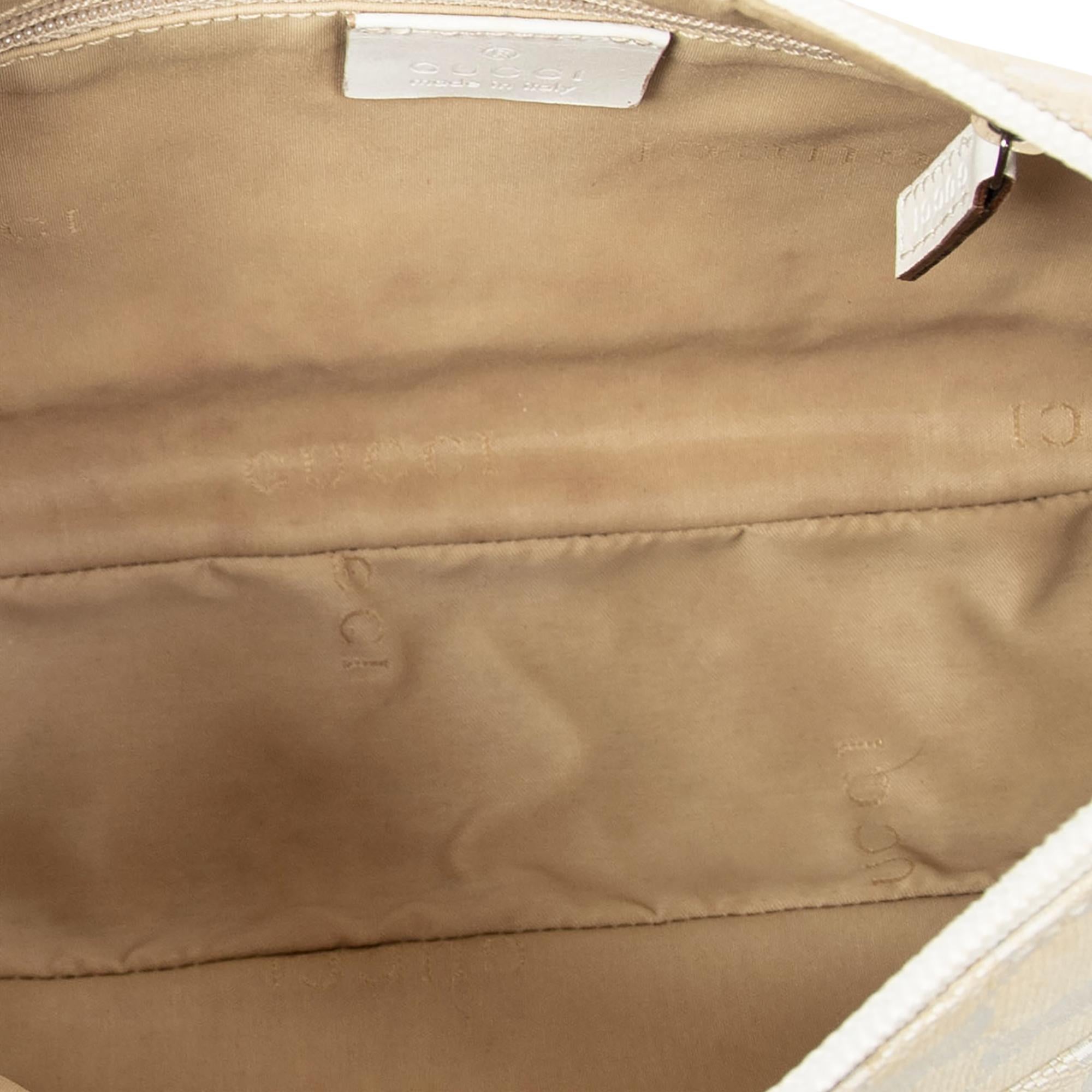 Gucci White/Beige GG Bamboo Shoulder Bag For Sale 1