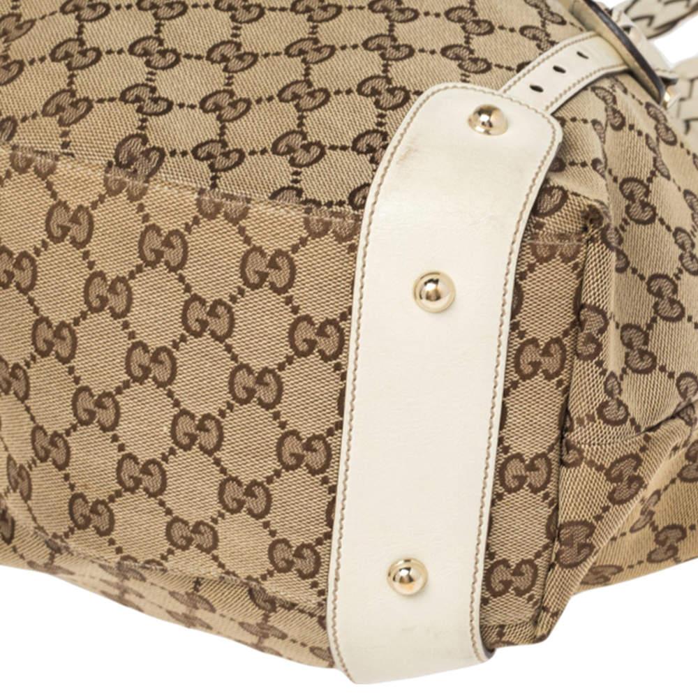 Women's Gucci White/Beige GG Canvas and Leather Pelham Tote