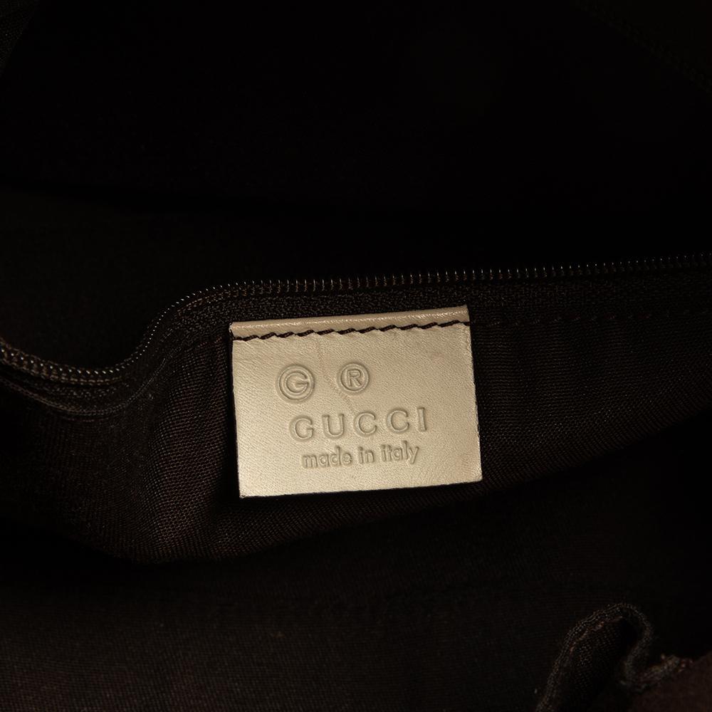 Weiß/Beige GG Segeltuch und Leder Scarlett Hobo von Gucci 6